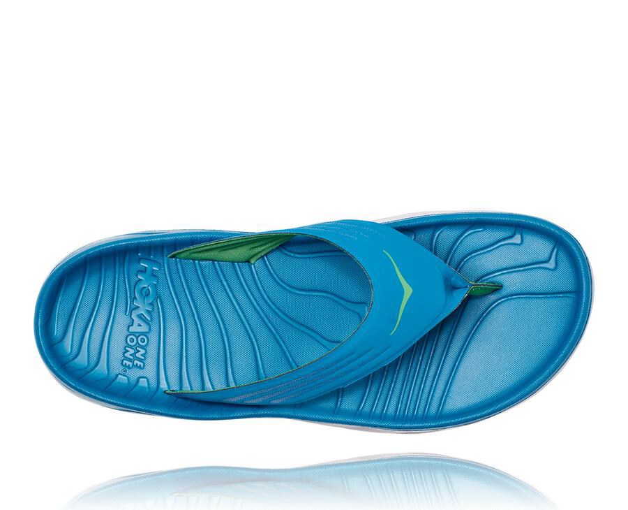 Sandals Mens - Hoka One One ORA Recovery Flip - Blue/White - SEBQKOV-21